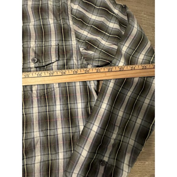 James Perse Men 3 Large Long sleeve Button Up Green Blue Plaid Work Shirt - Picture 6 of 9